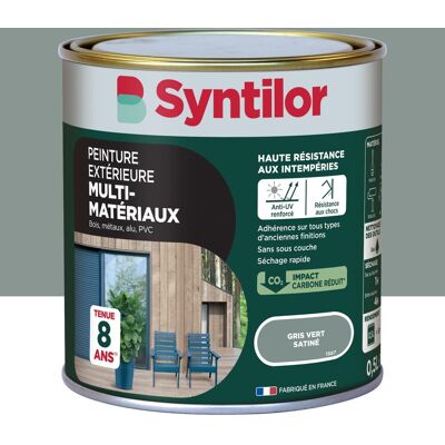 Peinture exterieure bois, aluminium, pvc . SYNTILOR gris vert satine 0.5l - Publicité Peinture exterieure bois, aluminium, pvc . SYNTILOR gris vert satine 0.5l - Publicité