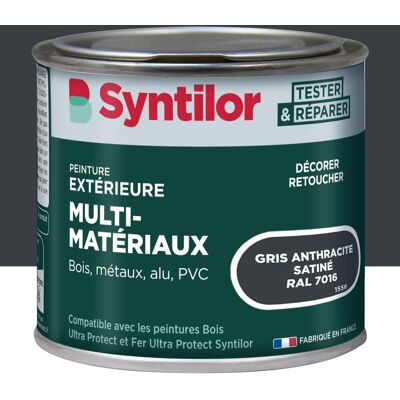 Peinture exterieure bois, alu, pvc . SYNTILOR gris anthracite satine 0.125l - Publicité Peinture exterieure bois, alu, pvc . SYNTILOR gris anthracite satine 0.125l - Publicité