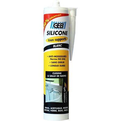 Silicone GEB, blanc, 280 + 10% ml - Publicité Silicone GEB, blanc, 280 + 10% ml - Publicité