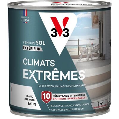 Peinture sol Climats extrêmes V33, RAL 9016, blanc satiné, 0.5L - Publicité Peinture sol Climats extrêmes V33, RAL 9016, blanc satiné, 0.5L - Publicité