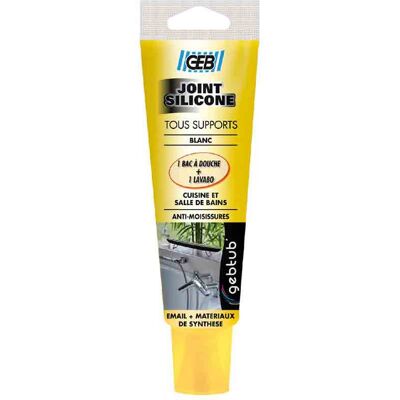 GEB Joint silicone blanc 100 ml - Publicité GEB Joint silicone blanc 100 ml - Publicité