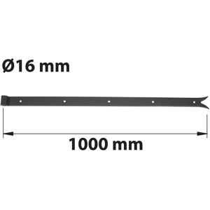 AFBAT Penture à queue de carpe D16 40X5 L1000 mm acier noir pré-peint - Publicité AFBAT Penture à queue de carpe D16 40X5 L1000 mm acier noir pré-peint - Publicité