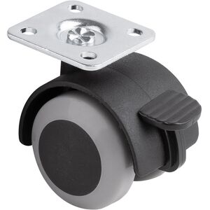 Sans marque Roulette de meuble a bande souple O40mm avec platine et frein gris - Publicité Sans marque Roulette de meuble a bande souple O40mm avec platine et frein gris - Publicité