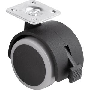 Sans marque Roulette de meuble avec bande de roulement souple O50mm avec plaque et frein gri - Publicité Sans marque Roulette de meuble avec bande de roulement souple O50mm avec plaque et frein gri - Publicité