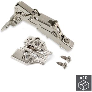 EMUCA Lot de 10 charnières droites X91 ouverture 165º avec fermeture amortie et embases Eurovis avec réglage excentrique - Publicité EMUCA Lot de 10 charnières droites X91 ouverture 165º avec fermeture amortie et embases Eurovis avec réglage excentrique - Publicité