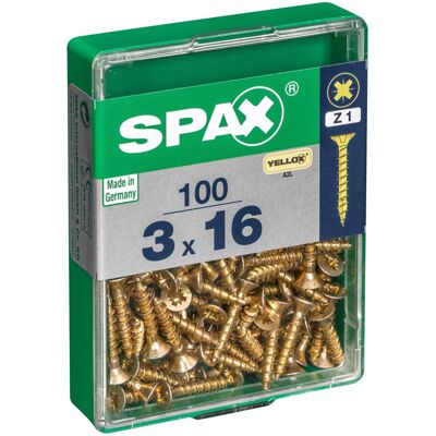 Lot de 100 vis acier tête fraisée pozidriv SPAX, Diam.3 mm x L.16 mm - Publicité Lot de 100 vis acier tête fraisée pozidriv SPAX, Diam.3 mm x L.16 mm - Publicité