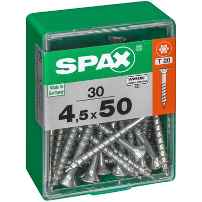 Vis en Acier SPAX - Lot de 30, Tête Plate, Ø 4,5mm x 50mm - Publicité Vis en Acier SPAX - Lot de 30, Tête Plate, Ø 4,5mm x 50mm - Publicité