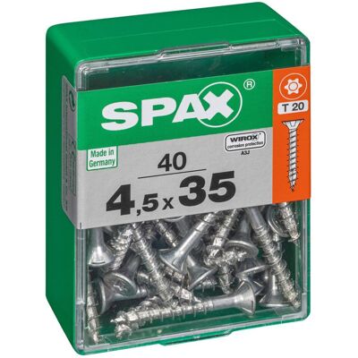 Vis auto-perceuses à tête plate en acier SPAX - 4,5x35 mm - 40 pcs - Publicité Vis auto-perceuses à tête plate en acier SPAX - 4,5x35 mm - 40 pcs - Publicité