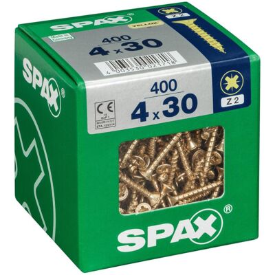 Vis en bois SPAX - Tête plate Pozidriv 4x30mm - Intérieur - Publicité Vis en bois SPAX - Tête plate Pozidriv 4x30mm - Intérieur - Publicité