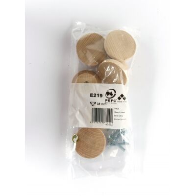 REI Lot de 6 boutons de meuble Rond bois brut H.22 x l.39 x P.39 mm - Publicité REI Lot de 6 boutons de meuble Rond bois brut H.22 x l.39 x P.39 mm - Publicité