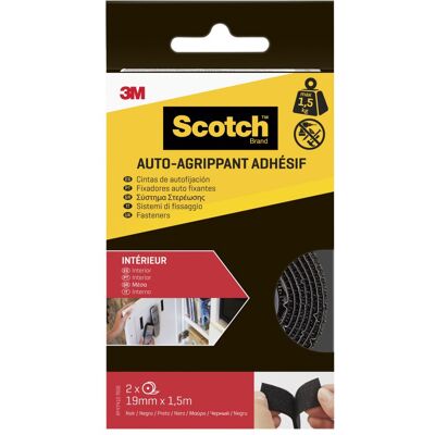 Bandes Velcro Scotch 150cm 19mm Noir Intérieur - Publicité Bandes Velcro Scotch 150cm 19mm Noir Intérieur - Publicité