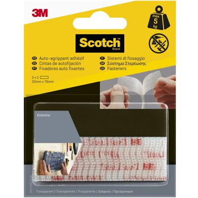 4 bandes auto-agrippantes transparent SCOTCH L.7.6 x l.25 mm - Publicité 4 bandes auto-agrippantes transparent SCOTCH L.7.6 x l.25 mm - Publicité