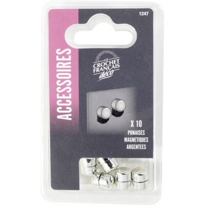 Centrale Brico Lot de 10 punaises argent LE CROCHET FRANCAIS, Diam.10 mm - Publicité Centrale Brico Lot de 10 punaises argent LE CROCHET FRANCAIS, Diam.10 mm - Publicité