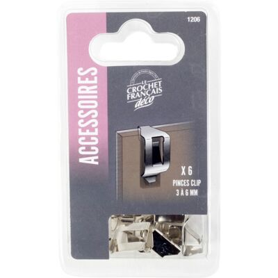Lot de 6 pinces clip 3-6 mm pour sous-verre LE CROCHET FRANCAIS L.20 x l.15 mm - Publicité Lot de 6 pinces clip 3-6 mm pour sous-verre LE CROCHET FRANCAIS L.20 x l.15 mm - Publicité