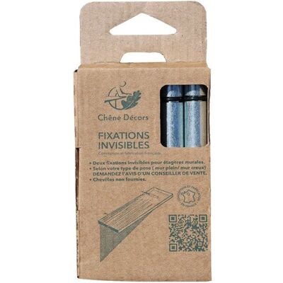 Sans marque Lot de 2 fixations invisibles acier h.12 x p.23.5 cm - Publicité Sans marque Lot de 2 fixations invisibles acier h.12 x p.23.5 cm - Publicité