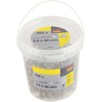 SUKI Seau 400 vis TF TX 4x0.4 mm + embout T20 - Publicité SUKI Seau 400 vis TF TX 4x0.4 mm + embout T20 - Publicité