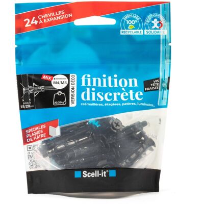 Lot de 24 chevilles et vis à expansion SCELL-IT, Diam.4 et 5 x L.37 mm - Publicité Lot de 24 chevilles et vis à expansion SCELL-IT, Diam.4 et 5 x L.37 mm - Publicité