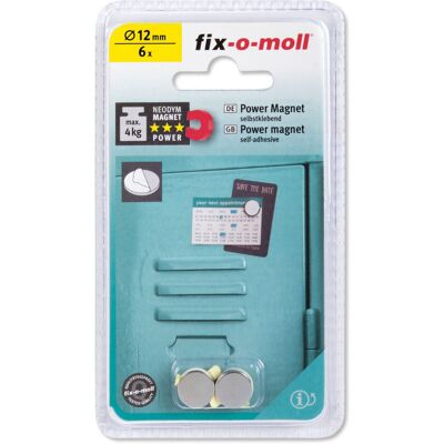 Lot de 6 aimants, FIX-O-MOLL SUKI, diam.12 mm, argent - Publicité Lot de 6 aimants, FIX-O-MOLL SUKI, diam.12 mm, argent - Publicité