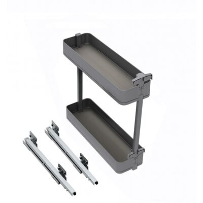 EMUCA Porte-bouteilles latéral extractible Harmony avec fermeture amortie - Module largeur 200mm hauteur 700mm - Acier et Bois - Gr - Publicité EMUCA Porte-bouteilles latéral extractible Harmony avec fermeture amortie - Module largeur 200mm hauteur 700mm - Acier et Bois - Gr - Publicité