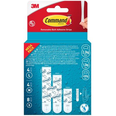 COMMAND Languette resistante a l'eau assortiment 3 tailles lot de 16 - Publicité COMMAND Languette resistante a l'eau assortiment 3 tailles lot de 16 - Publicité