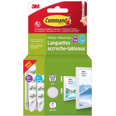 COMMAND Languette accroche tableau 8 moyen modele et 4 petit modele - Publicité COMMAND Languette accroche tableau 8 moyen modele et 4 petit modele - Publicité