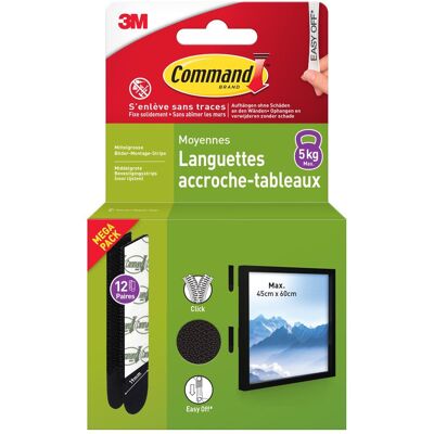 COMMAND Languette accroche tableau noir moyen modele lot de 24 - Publicité COMMAND Languette accroche tableau noir moyen modele lot de 24 - Publicité