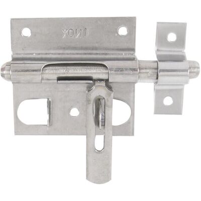 Verrou De Box Porte Cadenas + Gâche Dia. 10 Mm Afbat, Acier Inox Brossé Gris - Publicité Verrou De Box Porte Cadenas + Gâche Dia. 10 Mm Afbat, Acier Inox Brossé Gris - Publicité