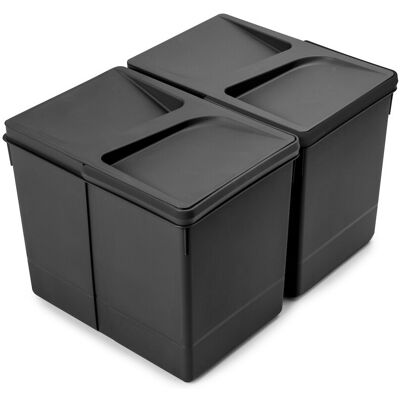 Lot de 2 bacs de tri Emuca Recycle pour tiroir de cuisine - 2 x 15 L noir - Publicité Lot de 2 bacs de tri Emuca Recycle pour tiroir de cuisine - 2 x 15 L noir - Publicité