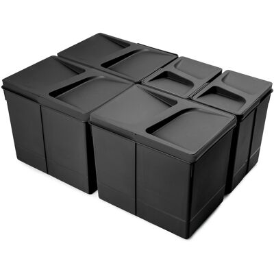 Lot de 5 bacs de tri Emuca Recycle pour tiroir de cuisine - 3 x 15 L et 2 x 7 L noir - Publicité Lot de 5 bacs de tri Emuca Recycle pour tiroir de cuisine - 3 x 15 L et 2 x 7 L noir - Publicité