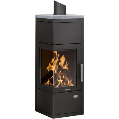 Justus Poêle à bois Diego W+ Acier Noir - Dessus Pierre Ollaire - 6 kW - Publicité Justus Poêle à bois Diego W+ Acier Noir - Dessus Pierre Ollaire - 6 kW - Publicité