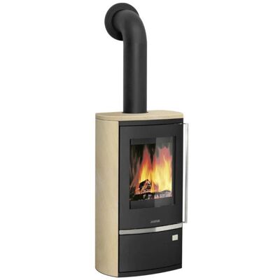 JUSTUS Reno R Pierre de sable Poêle à bois ovale - Usage continu - 6 kW - Publicité JUSTUS Reno R Pierre de sable Poêle à bois ovale - Usage continu - 6 kW - Publicité