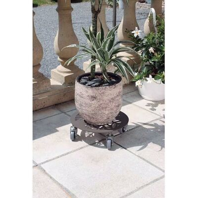 Nortene Support à roulettes décoratif brun Ø 30 cm - hauteur 8,5 cm - pour pot de fleurs - Publicité Nortene Support à roulettes décoratif brun Ø 30 cm - hauteur 8,5 cm - pour pot de fleurs - Publicité