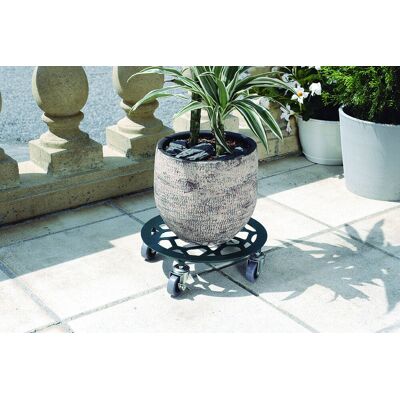 Nortene Support à roulettes décoratif ardoise Ø 30 cm - hauteur 8,5 cm - pour pot de fleurs - Publicité Nortene Support à roulettes décoratif ardoise Ø 30 cm - hauteur 8,5 cm - pour pot de fleurs - Publicité