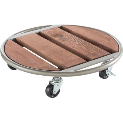 NORTENE Support à roulettes bois et métal "Flora Roll Metal Wood" - 35 cm - Publicité NORTENE Support à roulettes bois et métal "Flora Roll Metal Wood" - 35 cm - Publicité
