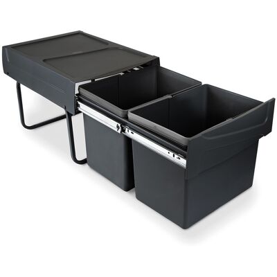 Poubelle de tri Emuca Recycle 2 x 15 L - fixation bas de caisson extraction manuelle noir - Publicité Poubelle de tri Emuca Recycle 2 x 15 L - fixation bas de caisson extraction manuelle noir - Publicité