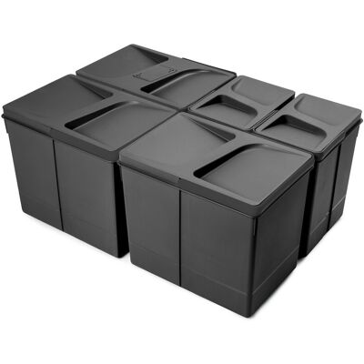 Lot de 5 poubelles de tri Emuca Recycle pour tiroir de cuisine - 3 x 15 L et 2 x 7 L noir - Publicité Lot de 5 poubelles de tri Emuca Recycle pour tiroir de cuisine - 3 x 15 L et 2 x 7 L noir - Publicité