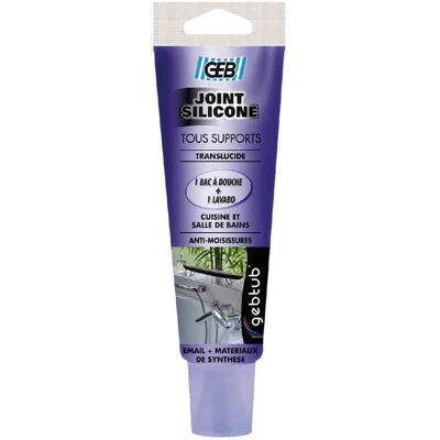 Mastic silicone Geb - Translucide - 100ml - Publicité Mastic silicone Geb - Translucide - 100ml - Publicité