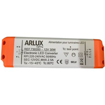 ARLUX Alimentation 12V 30W 2.5A - Driver d'éclairage - Publicité ARLUX Alimentation 12V 30W 2.5A - Driver d'éclairage - Publicité