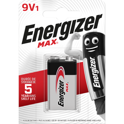 Pile alcaline 9 v Max, 9 V, ENERGIZER - Publicité Pile alcaline 9 v Max, 9 V, ENERGIZER - Publicité