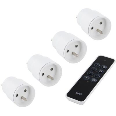 Lot De 3 Prises Télécommandables + 1 Gratuite Intérieures Dio, 2300 W - Publicité Lot De 3 Prises Télécommandables + 1 Gratuite Intérieures Dio, 2300 W - Publicité