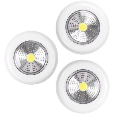 Sans marque Lot de 3 éclairages bouton poussoir led à pile 3AAA blanc neutre - Publicité Sans marque Lot de 3 éclairages bouton poussoir led à pile 3AAA blanc neutre - Publicité