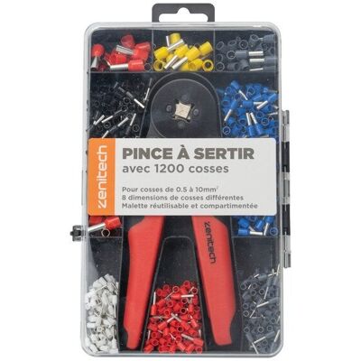 Lot de 1200 cosses avec pince a sertir, ZENITECH - Publicité Lot de 1200 cosses avec pince a sertir, ZENITECH - Publicité