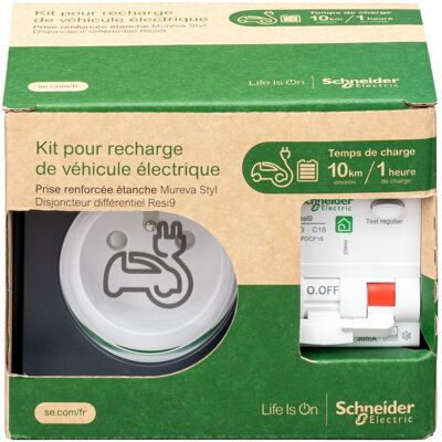 Kit voiture électrique Protection + Prise renforcée étanche Mureva Styl, SCHNEIDER ELECTRIC, anthracite - Publicité Kit voiture électrique Protection + Prise renforcée étanche Mureva Styl, SCHNEIDER ELECTRIC, anthracite - Publicité