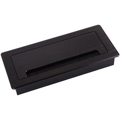Sans marque Passe-câble amorti ALU 200x90x25mm noir mat brossé - Publicité Sans marque Passe-câble amorti ALU 200x90x25mm noir mat brossé - Publicité