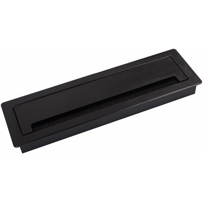 Sans marque Passe-câble avec amorti ALU 300x90x28mm noir mat brossé - Publicité Sans marque Passe-câble avec amorti ALU 300x90x28mm noir mat brossé - Publicité
