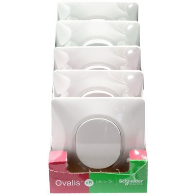 Lot de 5 interrupteurs va-et-vient complet Ovalis, SCHNEIDER ELECTRIC, blanc - Publicité Lot de 5 interrupteurs va-et-vient complet Ovalis, SCHNEIDER ELECTRIC, blanc - Publicité