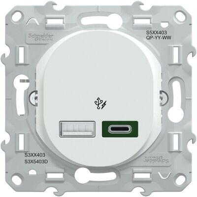 Prise chargeur usb A+C 7,5W 45W à assembler Ovalis, SCHNEIDER ELECTRIC, blanc - Publicité Prise chargeur usb A+C 7,5W 45W à assembler Ovalis, SCHNEIDER ELECTRIC, blanc - Publicité