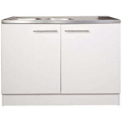 Sans marque Meuble de cuisine sous évier 2 portes blanc h.86cm l.120cm p.60cm - Publicité Sans marque Meuble de cuisine sous évier 2 portes blanc h.86cm l.120cm p.60cm - Publicité