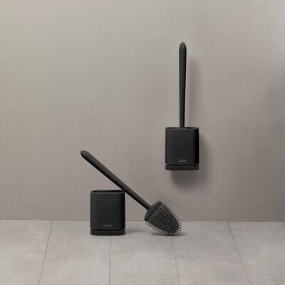 Pot avec brosse WC intégrée noir adhésif Silicone TATAY - Publicité Pot avec brosse WC intégrée noir adhésif Silicone TATAY - Publicité