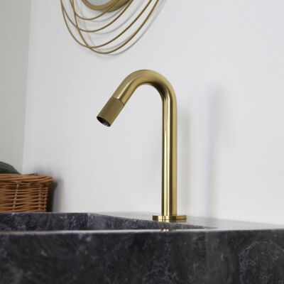 Robinet lave-mains or brossé, eau froide, Esseline, ESSEBAGNO - Publicité Robinet lave-mains or brossé, eau froide, Esseline, ESSEBAGNO - Publicité